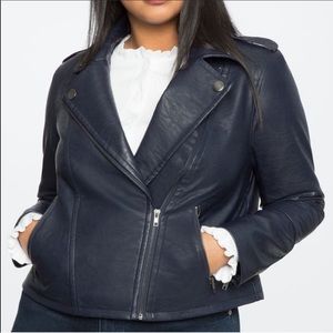 Eloquii vegan leather navy moto jacket EUC